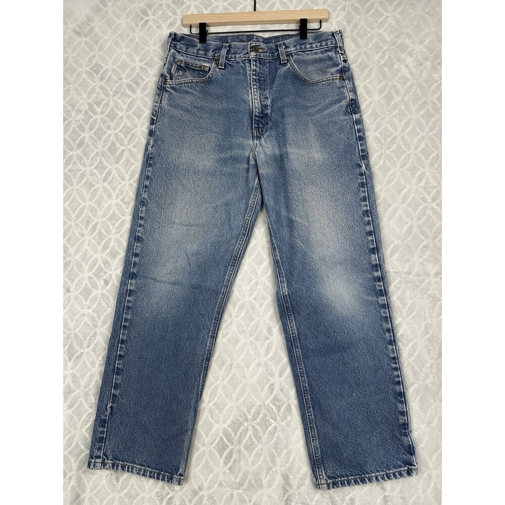 Carhartt Jeans Mens 33x29 Blue Denim Relaxed Straight Leg Workwear Rugged Pants